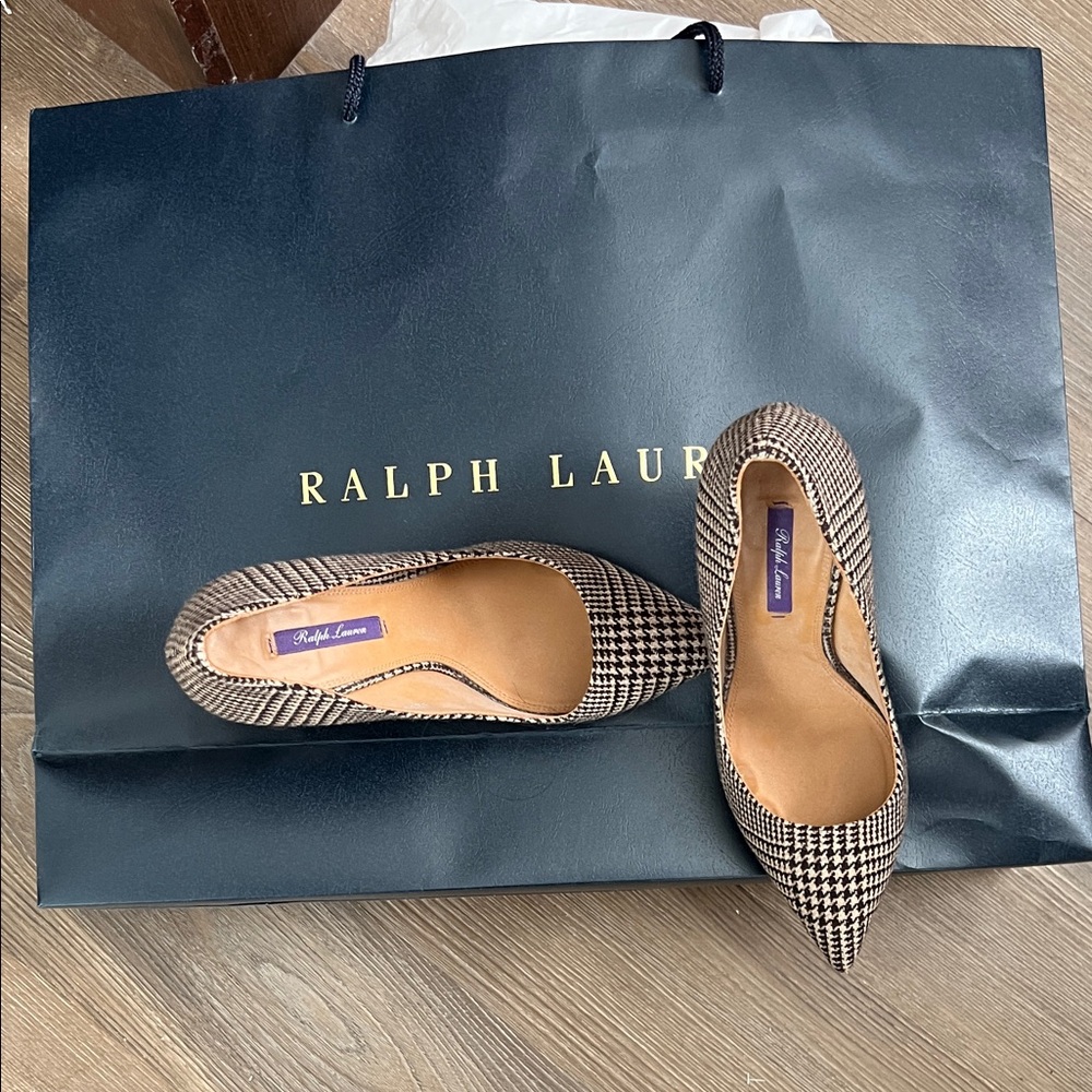 Ralph Lauren Purple Label Houndstooth Heels - Black and Brown